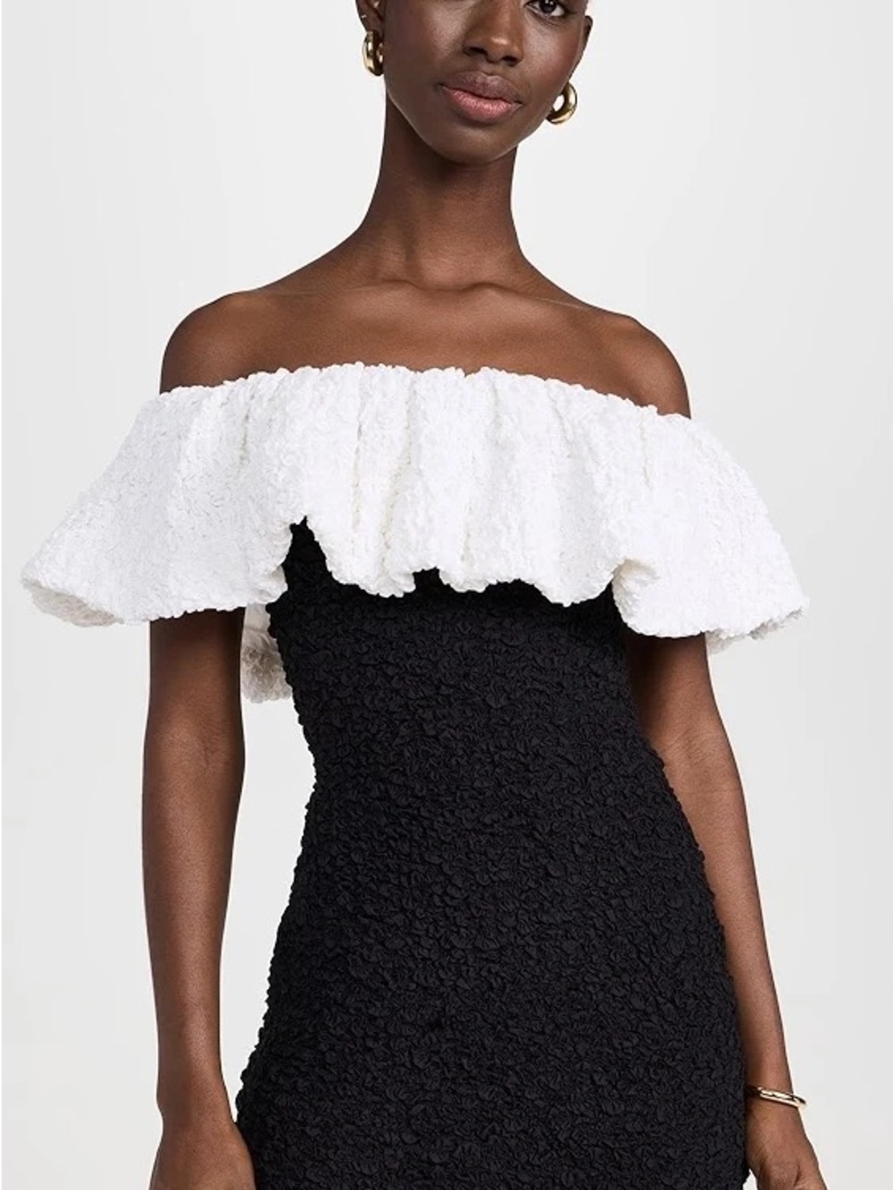 Show Me Your MuMu Anita Black and White One-Shoulder Ruffle Dress